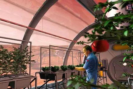 Artist’s concept of a Martian farm.
