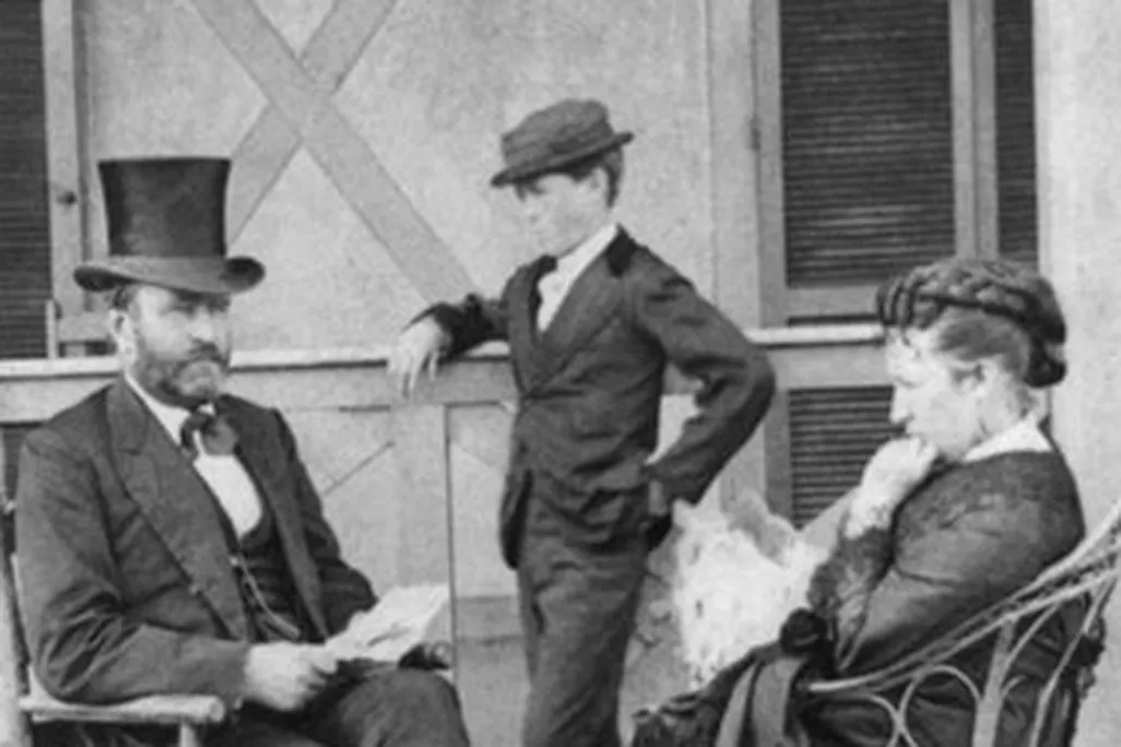 President Ulysses S. Grant with First Lady Julia Dent Grant and son Jesse in 1872.