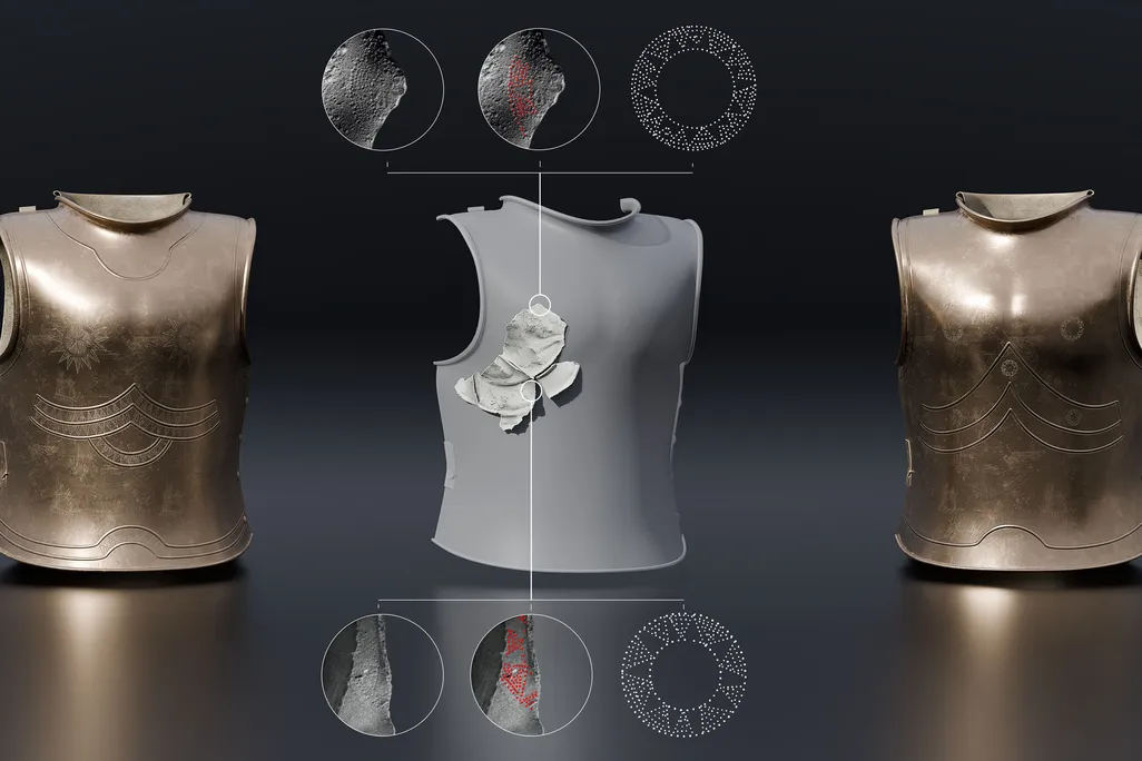 Digital reconstruction of chest armor
