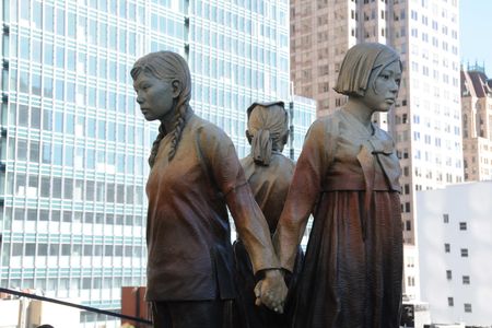 A "comfort women" monument is seen at St. Mary Square in San Francisco, the United States, on Sept. 22, 2017.