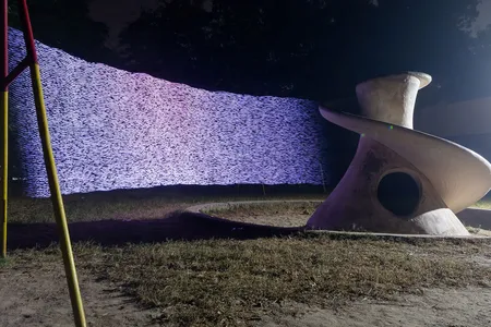 A light painting made in Delhi, India, in December 2016 shows high air pollution levels a month after an extreme air quality event.