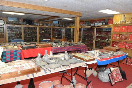 Artifacts on display at Don Miller's farm in 2014. For more than seven decades, Miller unearthed cultural artifacts from North America, South America, Asia, the Caribbean, and in Indo-Pacific regions such as Papua New Guinea.