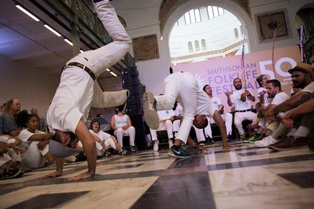 Capoeira roda in the Arts and Industries Building at the 2017 Folklife Festival.