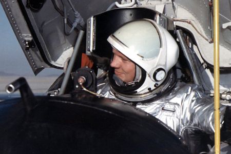 Armstrong in the cockpit of the X-15 in 1961, a year before becoming an astronaut.