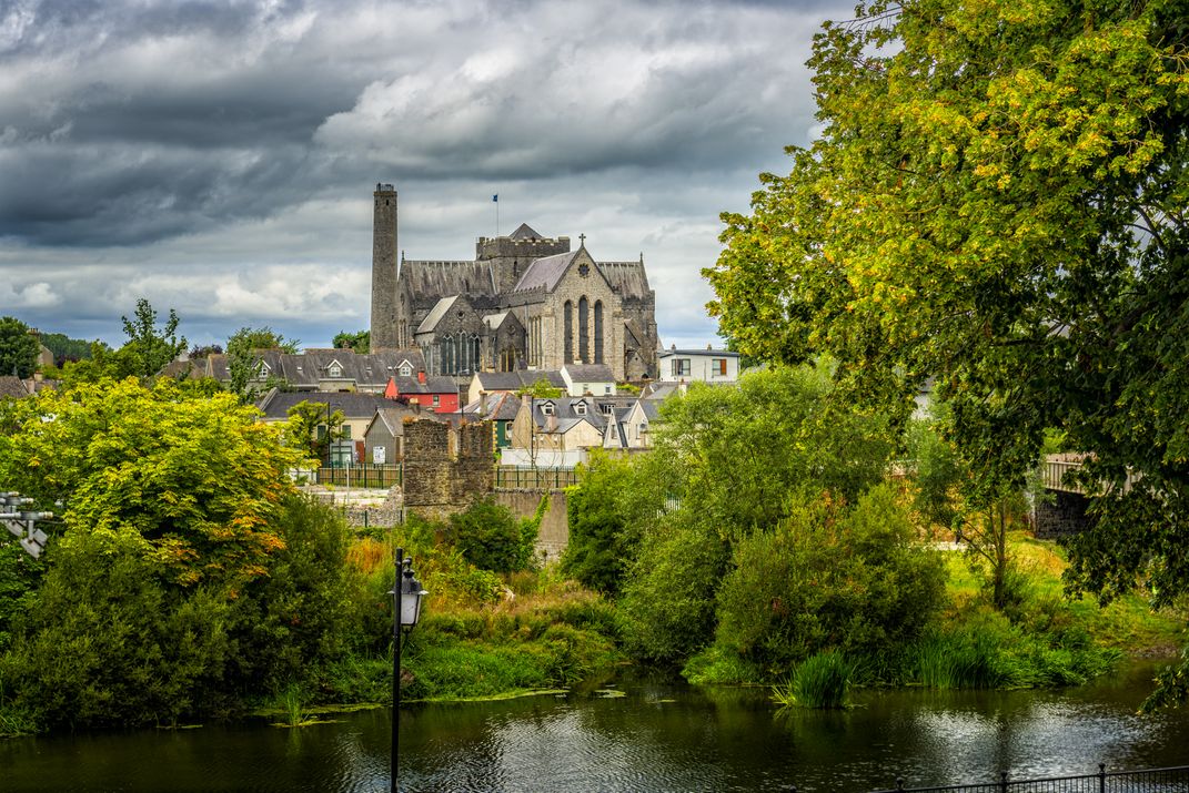 Kilkenny and its cathedral from the River Nore