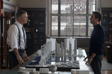 Alec Baldwin as Moses Randolph and Edward Norton as Lionel Essrog in Motherless Brooklyn.