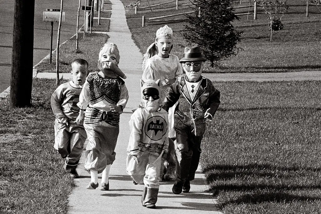 a group of kids trick-or-treating