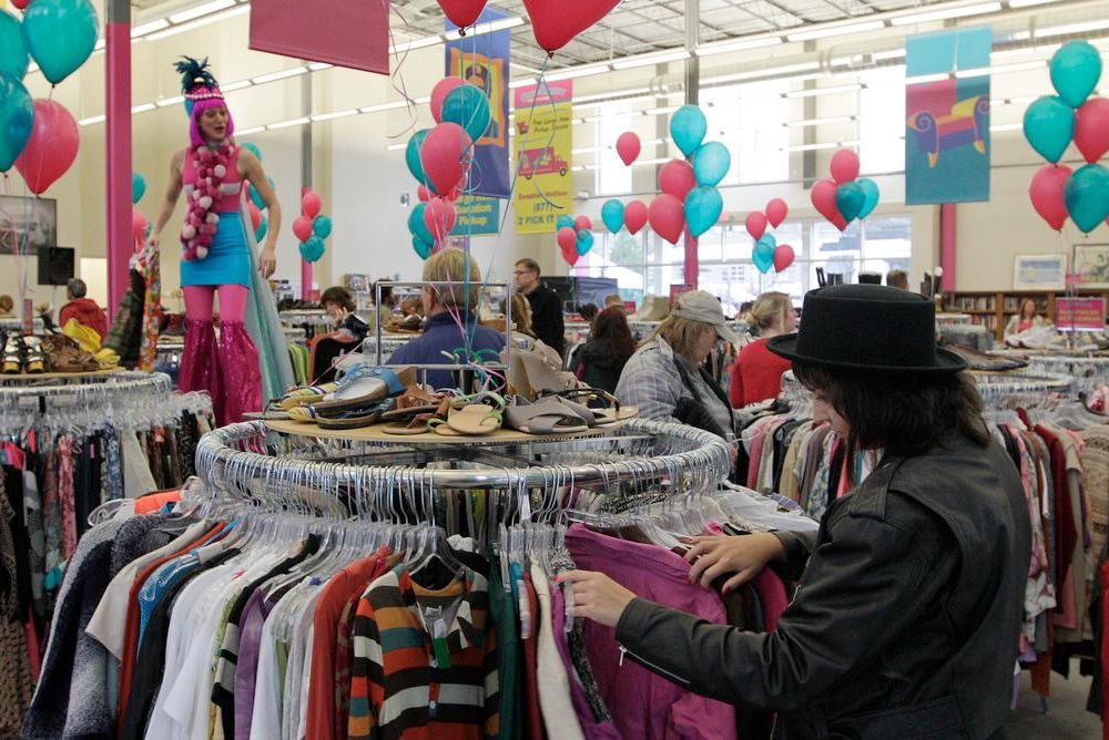 Customers shop during at the AIDS Healthcare Foundation’s Out of the Closet thrift store in Columbus, Ohio.