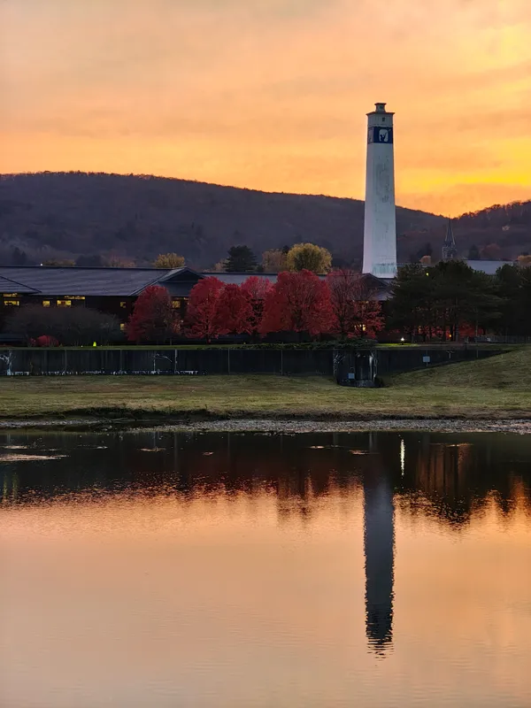 Fall sunset in Corning, NY along the Chemung River thumbnail