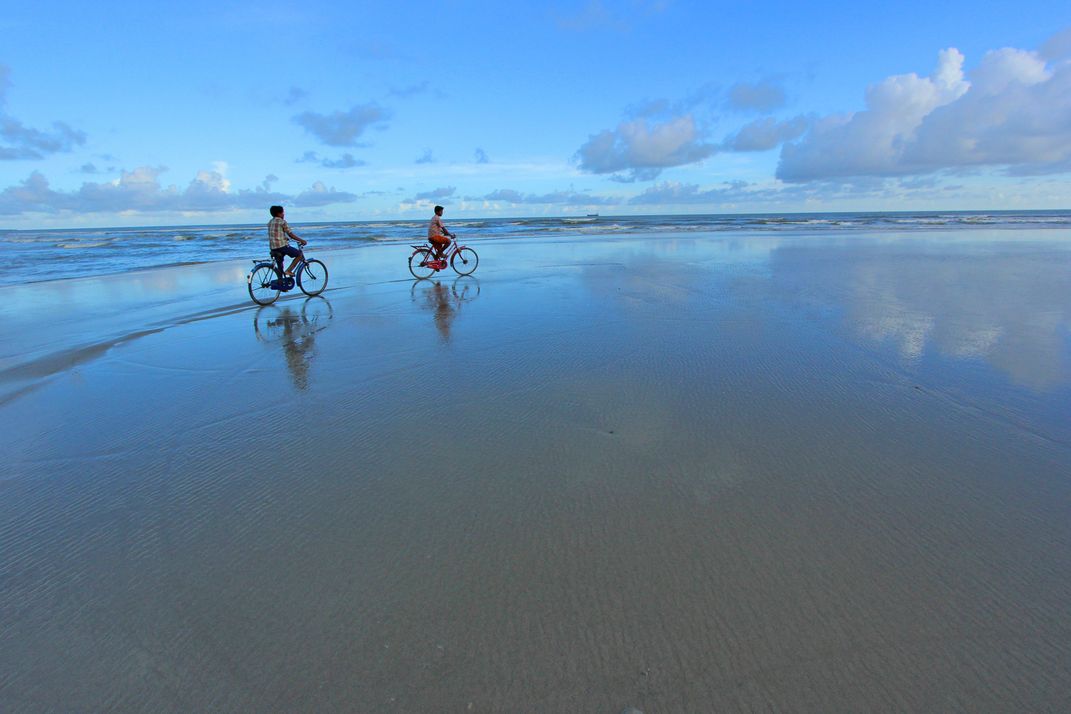 cycling on beach