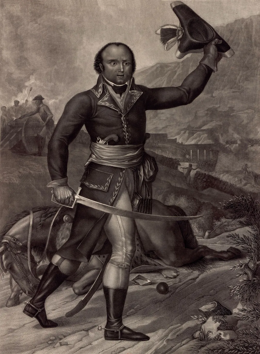 A circa 1797 depiction of Thomas-Alexandre Dumas in uniform
