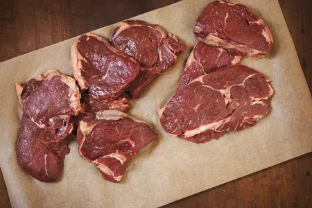 The equivalent caloric amount of chicken, pork or eggs would represent an order of magnitude less greenhouse gas emissions than what was required to produce this beef. 