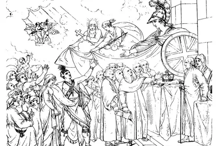 Britannia offers solace and a promise of compensation for her exiled American-born Loyalists