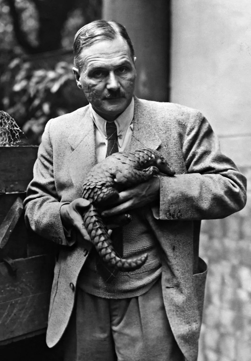 Lutz Heck with a scaly anteater, 1940