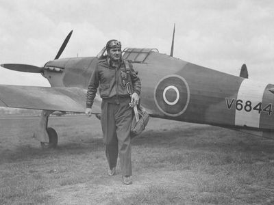 When a pilot suffered an eye injury while flying a Hawker Hurricane Mk. I, Harold Ridley treated him and made a discovery that would benefit people afflicted with cataracts.