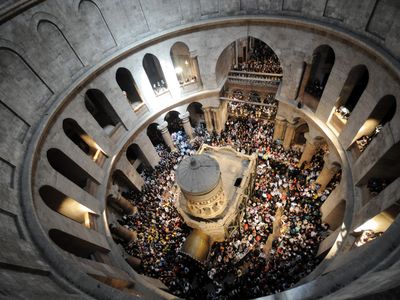 The Church of the Holy Sepulchre's Edicule, a shrine that encloses Jesus’ purported resting place