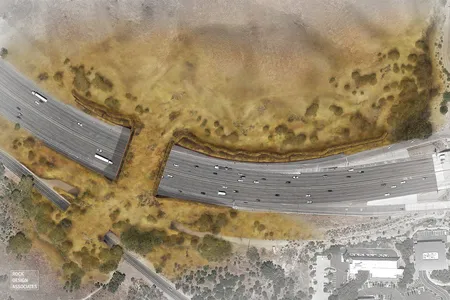 This rendering shows what the wildlife crossing will look like when completed.