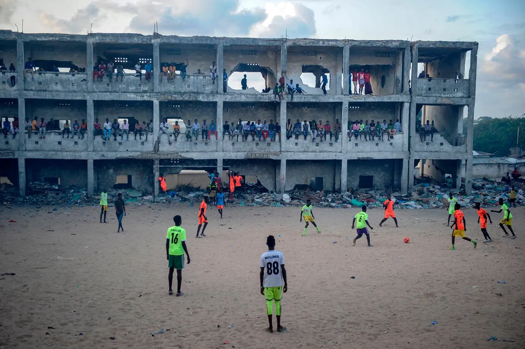 Somali kids playing soccer