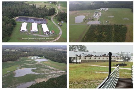 Faced with rising floodwaters that threaten to top their 19-inch absorption limit, the open-air pits could pose a significant environmental and health hazard
