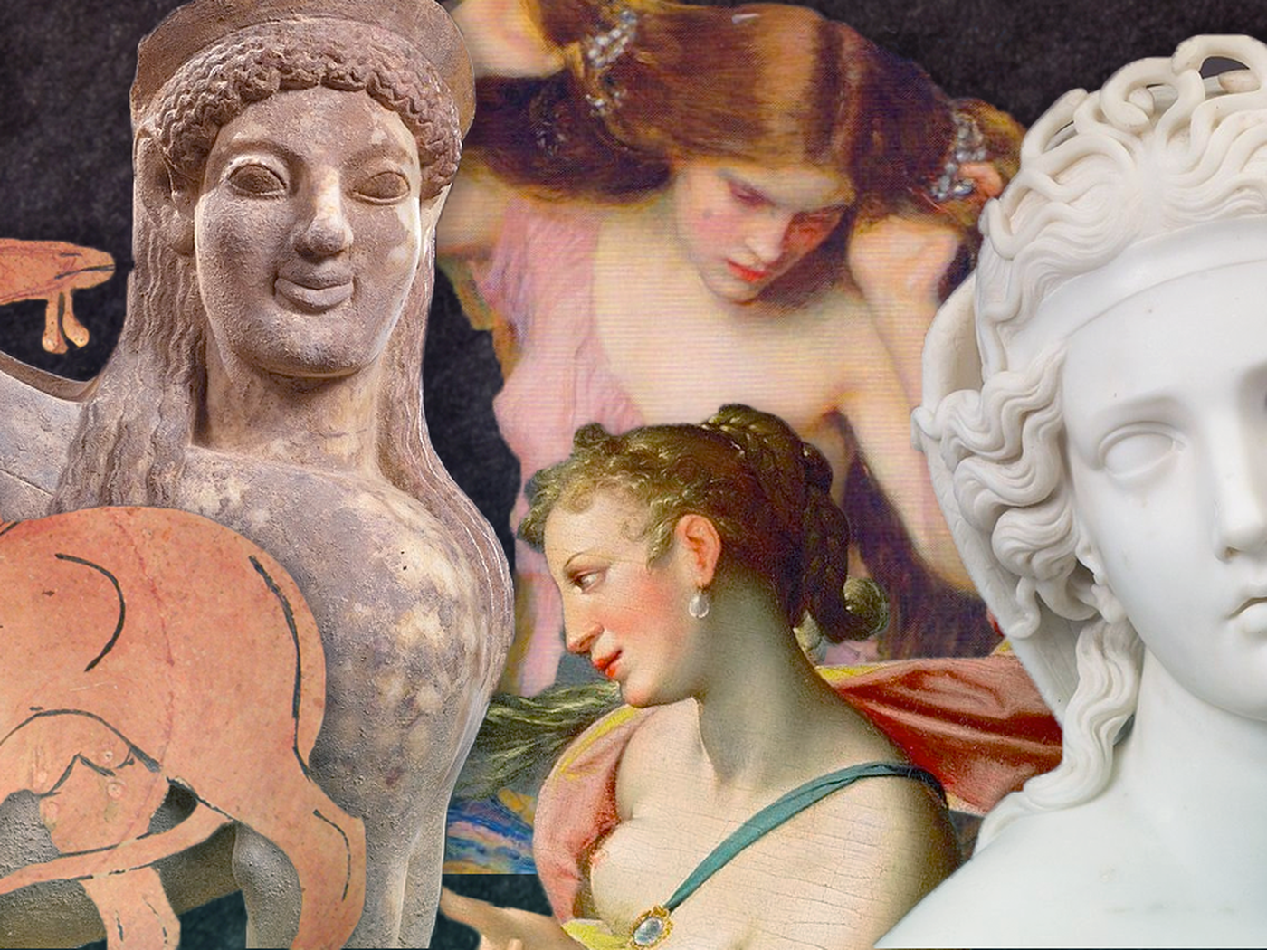 Illustration of five female monsters from Greek mythology (longform main)