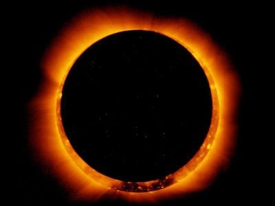 NASA's Earth-orbiting satellite Hinode observes the 2011 annual solar eclipse from space. 