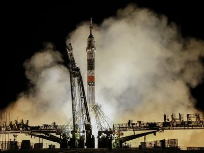 A Soyuz TMA-17M spacecraft lifts off from a launch pad at the Baikonur Cosmodrome on July 23, 2015.