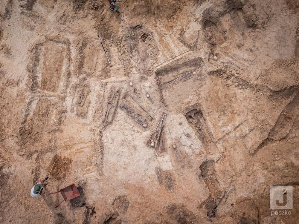 Aerial view of cemetery in Poland