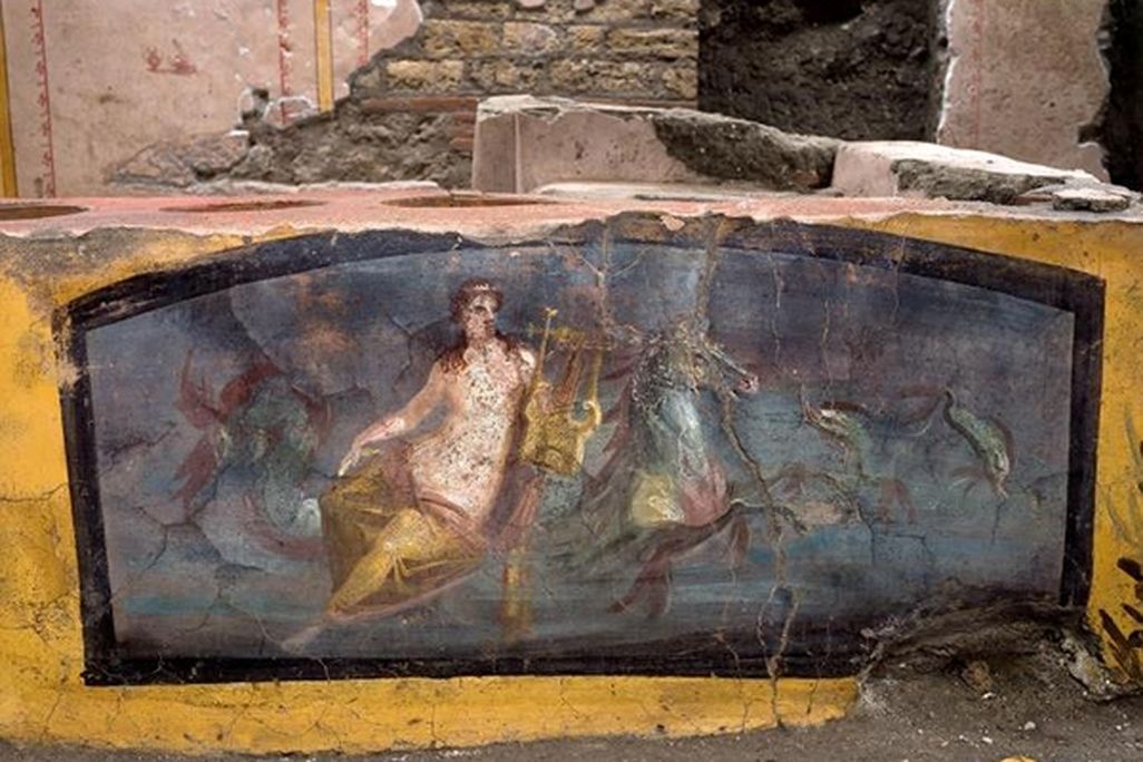 The snack bars depicts a Nereid riding a sea-horse.