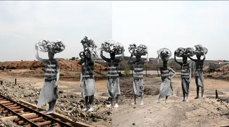 Congolese artist Sammy Baloji combines images of past industry with modern photographs in a patchwork of memory and regret.