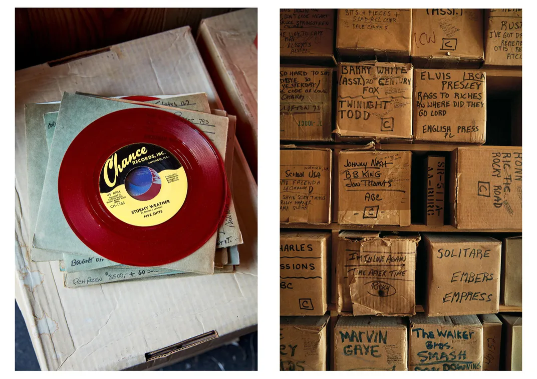 Record and boxes