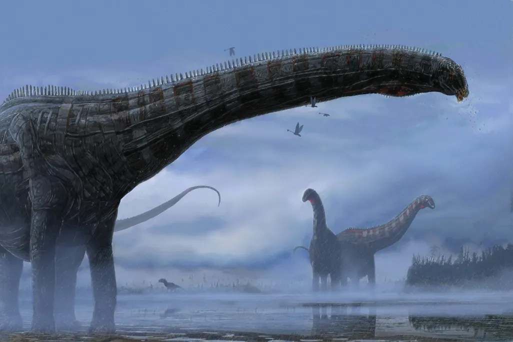 An illustration of a group of sauropods