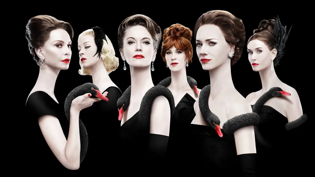 L to R: Diane Lane as Slim Keith, Chloë Sevigny as C.Z. Guest, Callista Flockhart as Lee Radziwill, Molly Ringwald as Joanne Carson, Naomi Watts as Babe Paley and Demi Moore as Ann Woodward in "Feud: Capote vs. the Swans"