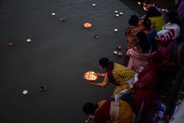 A Hindu ritual called Deb Deepvali performed in the river Ganga. thumbnail