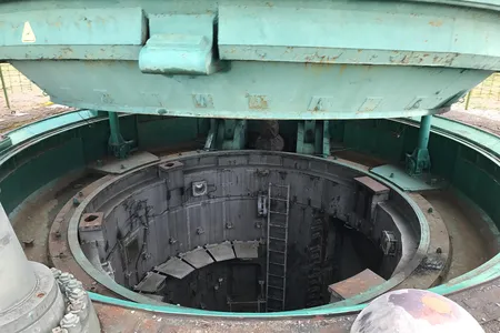 From this silo in Ukraine, an SS-24 ICBM would have leapt to its target. After the cold war ended, the silo was partially filled with concrete and propped open.