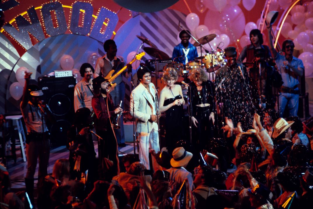 Performers on stage at the 1979 New Year's Eve celebration in Times Square