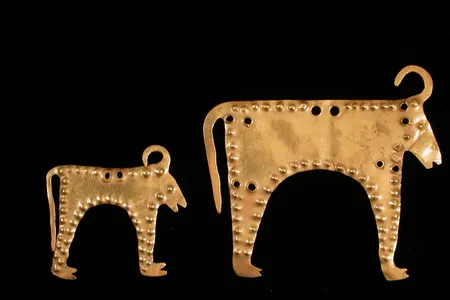 This gold appliqué, more than six millennia old, appears to be a bull but has buffalo-like horns.
