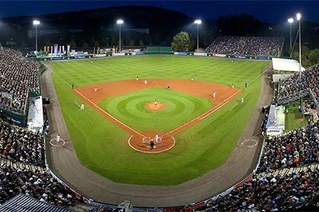 The largest baseball stadium in Germany, the Armin-Wolf-Arena seats 4,500 and brings in an average of 1,000 fans to post-season games.
