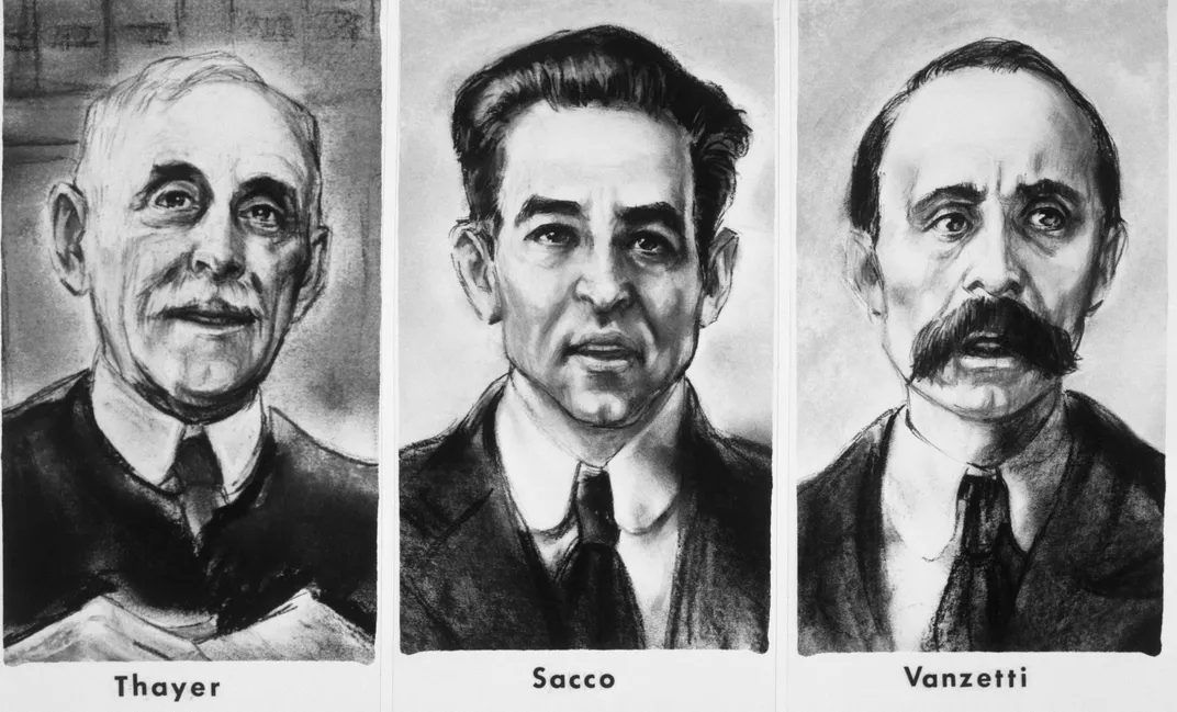 Newspaper illustration of Sacco and Vanzetti