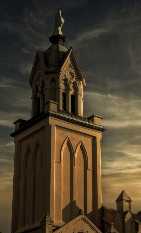 Tower of St. Mary Cathedral in Galveston, TX thumbnail