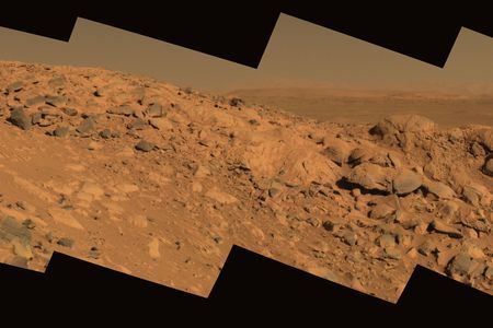This approximate true-color image of the Gusev Crater is one of the three potential landing sites for the Mars 2020 rover. 