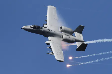 Steve Ladd loved flying the A-10. Here a Warthog releases flares to confuse heat-seeking missiles.