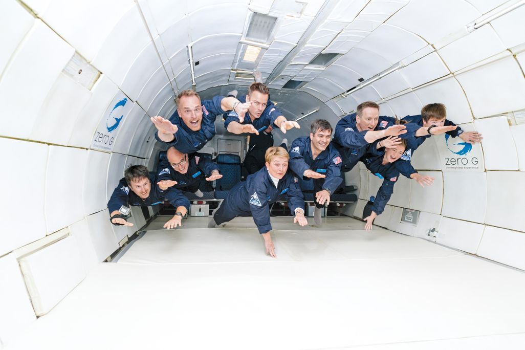 A mid-air tourist flight. The author is second from the left.