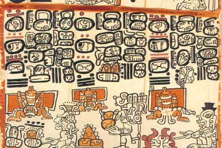 This page from the Madrid Codex depicts the Maya honey harvest.
