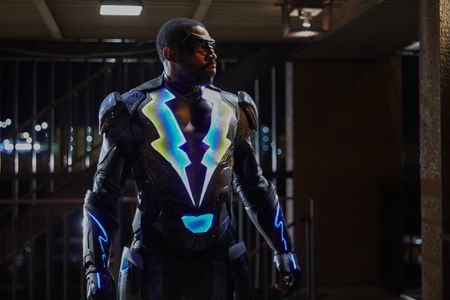 Black Lightning's costume favors style over subtlety.