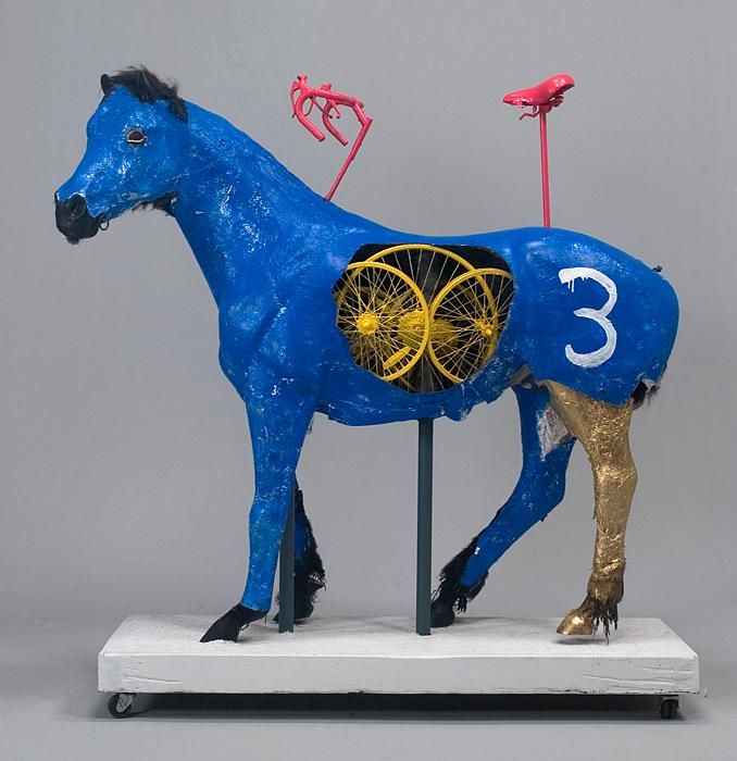 BK Adams’ “Blue Horse,” 2009, (foil, acrylic paint)