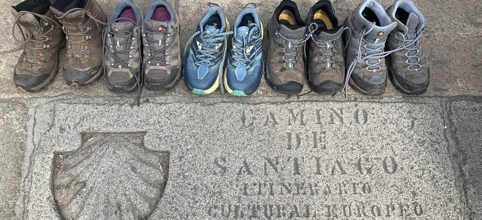  Hiking boots at Santiago de Compostela. Credit: Sharon Boyle