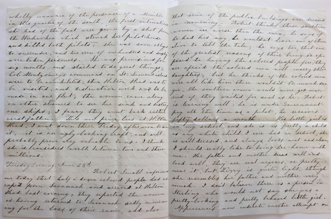 Buss' June 1863 letters about Smalls and his daughter