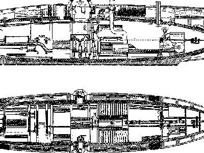 A plan of the Ictineo, the world's first engine-powered submarine.