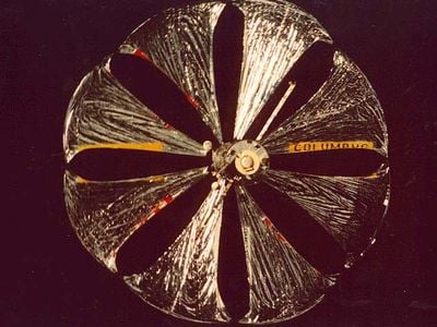 The Znamya 2 mirror-solar sail, deployed.