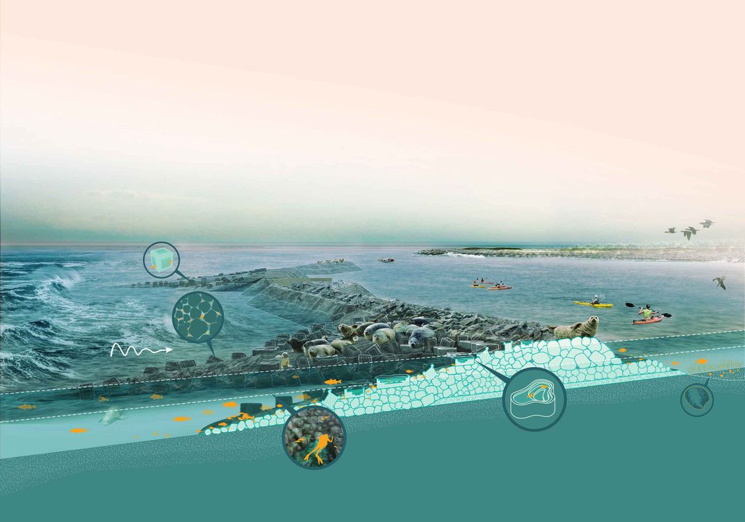 Section view of breakwater structure part of Living Breakwaters project